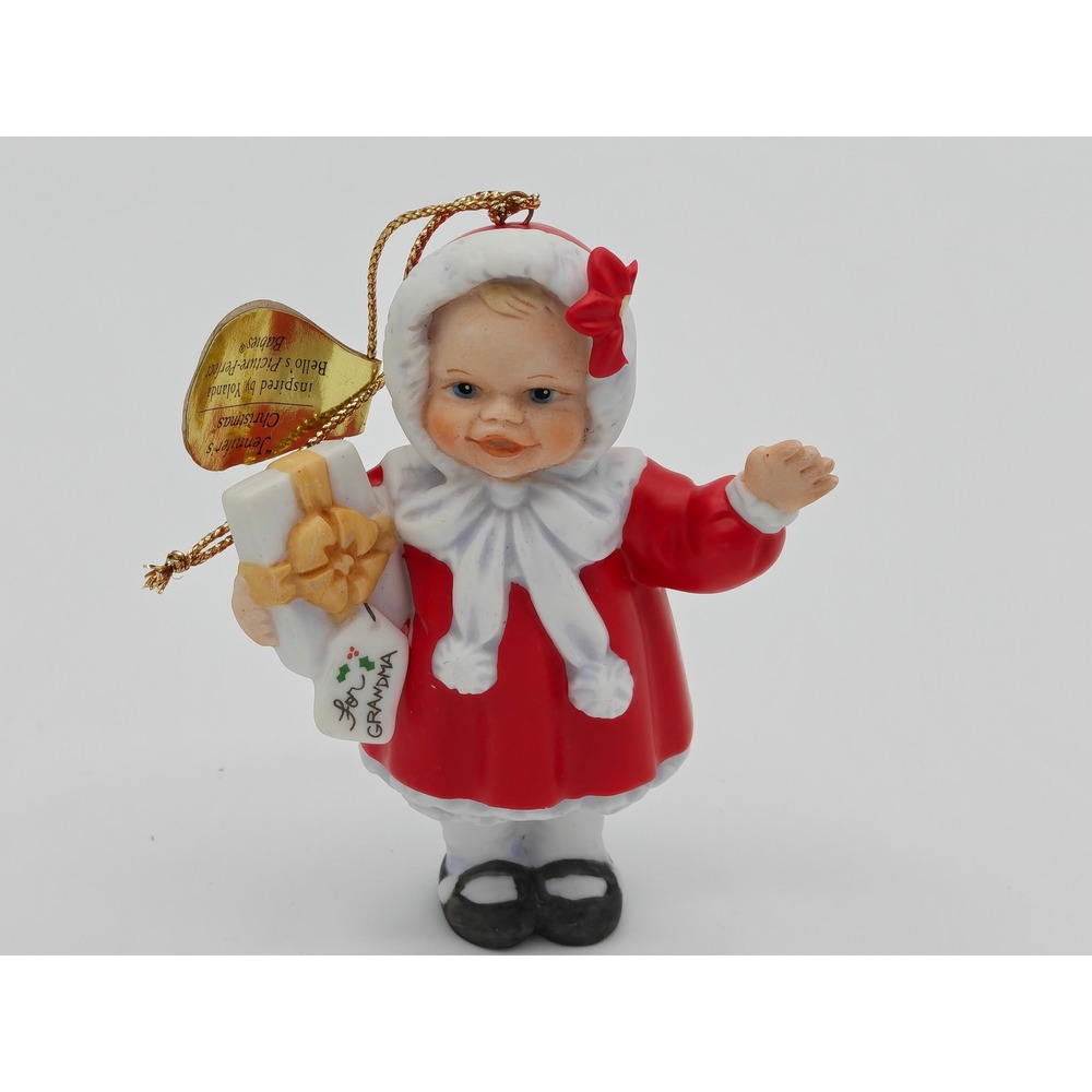 Ashton-Drake Jennifer's Christmas Ornament Yolanda Bello Baby Girl Red Coat 1996